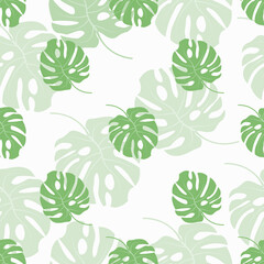Naklejka premium Seamless pattern of monstera leaves for background