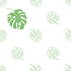 Seamless pattern of monstera leaves for background