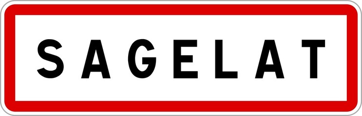 Panneau entrée ville agglomération Sagelat / Town entrance sign Sagelat