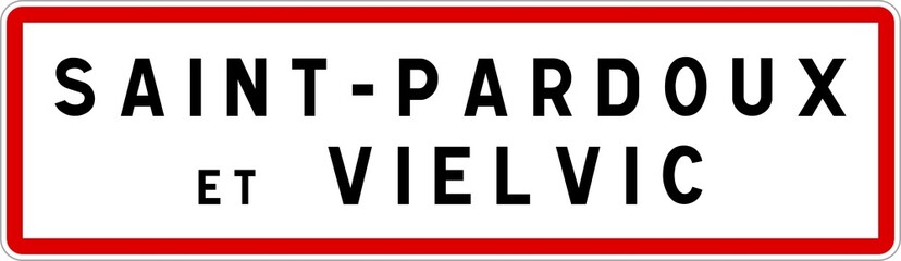 Panneau entrée ville agglomération Saint-Pardoux-et-Vielvic / Town entrance sign Saint-Pardoux-et-Vielvic