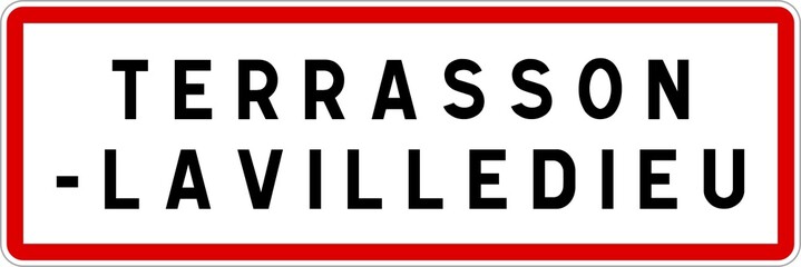 Panneau entrée ville agglomération Terrasson-Lavilledieu / Town entrance sign Terrasson-Lavilledieu