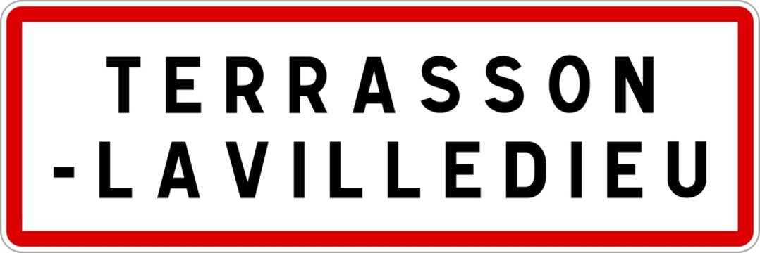 Panneau entr&eacute;e ville agglom&eacute;ration Terrasson-Lavilledieu / Town entrance sign Terrasson-Lavilledieu