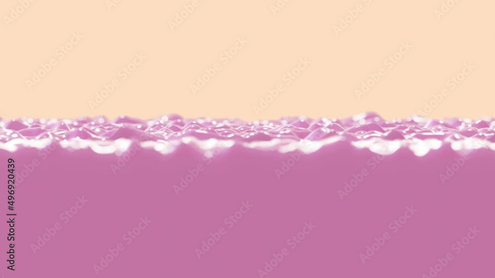 Poster realistic dof camera 3d animation of the splashing strawberry or raspberry milk or yogurt fills up t