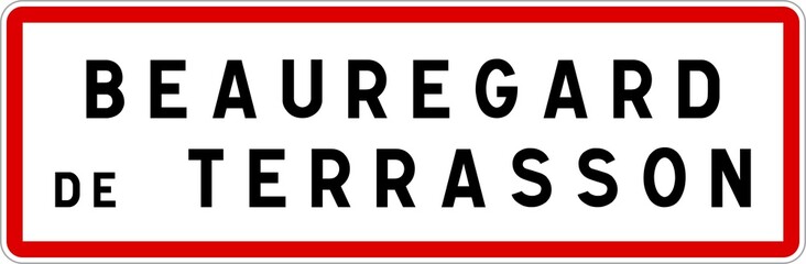 Panneau entrée ville agglomération Beauregard-de-Terrasson / Town entrance sign Beauregard-de-Terrasson