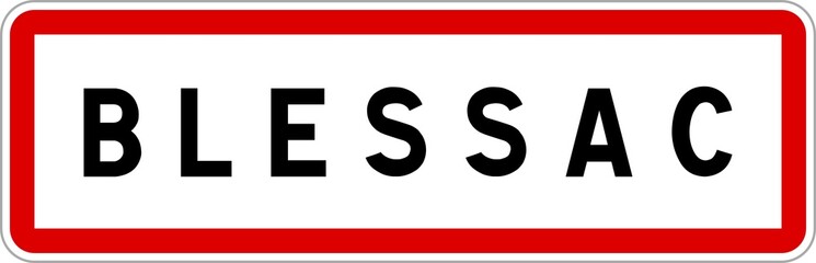 Panneau entrée ville agglomération Blessac / Town entrance sign Blessac