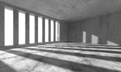 Dark Concrete Wall Architecture. Empty Room