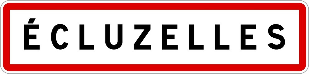 Fototapeta premium Panneau entrée ville agglomération Écluzelles / Town entrance sign Écluzelles