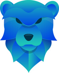 Angry and aggressive wolf in blue colours