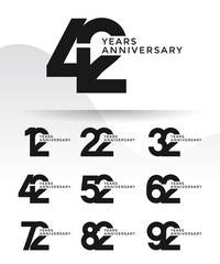Set of Anniversary logotype and black color with white background for celebration