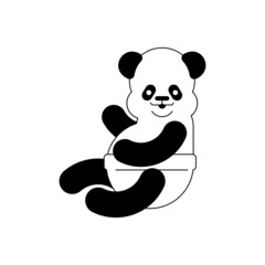 Panda Little baby. Chinese bear little kid. beast small children. Vector illustration