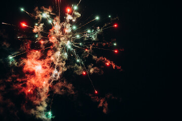 Fototapeta premium the fireworks in the night sky over the city