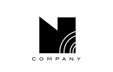 black and white geometric N alphabet letter logo icon design. Creative template for business and company with lines