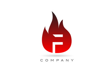 F red fire flames alphabet letter logo design. Creative icon template for business and company