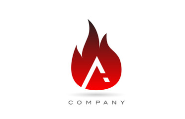 A red fire flames alphabet letter logo design. Creative icon template for business and company