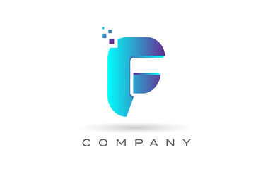 F alphabet letter logo icon design with  blue dot. Creative template for company and business