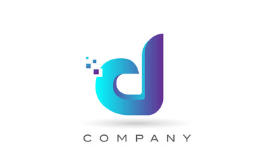D alphabet letter logo icon design with  blue dot. Creative template for company and business