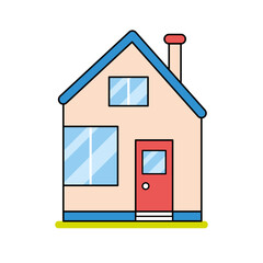 Private suburban house cottage building isolated, home or real estate cartoon vector icon.