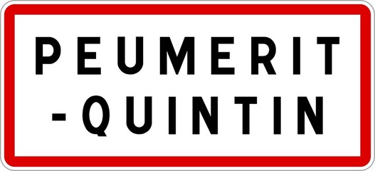 Panneau entrée ville agglomération Peumerit-Quintin / Town entrance sign Peumerit-Quintin