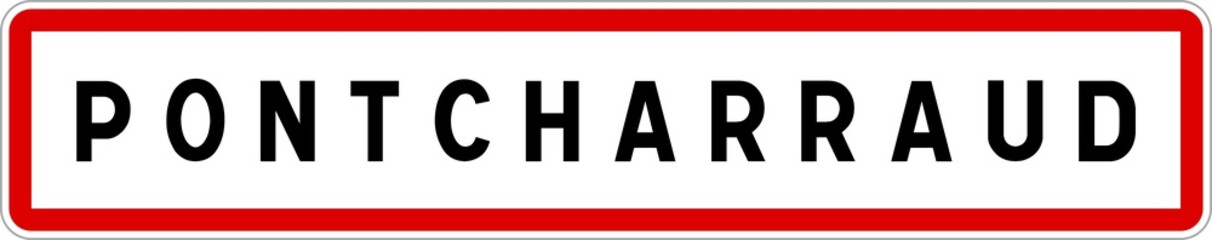 Panneau entrée ville agglomération Pontcharraud / Town entrance sign Pontcharraud