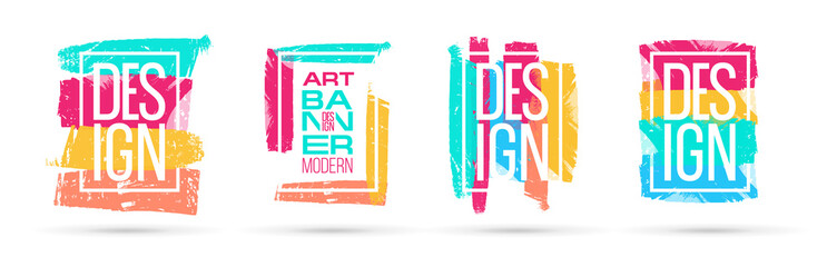 background minimalistic stylish geometry with brush strokes hipster colored frame design. Vector line gradient halftone. frame for text Modern Art graphics. vector illustration