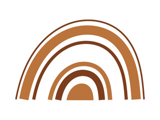 Hand drawn abstract rainbow. Cute boho rainbow in brown colors. Scandinavian shape.