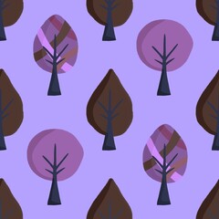 Floral seamless trees pattern for fabrics and textiles and packaging and gifts and cards and linens and kids