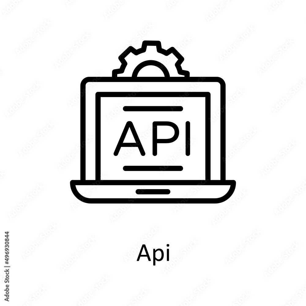 Poster api vector outline icon design illustration. educational technology symbol on white background eps 1