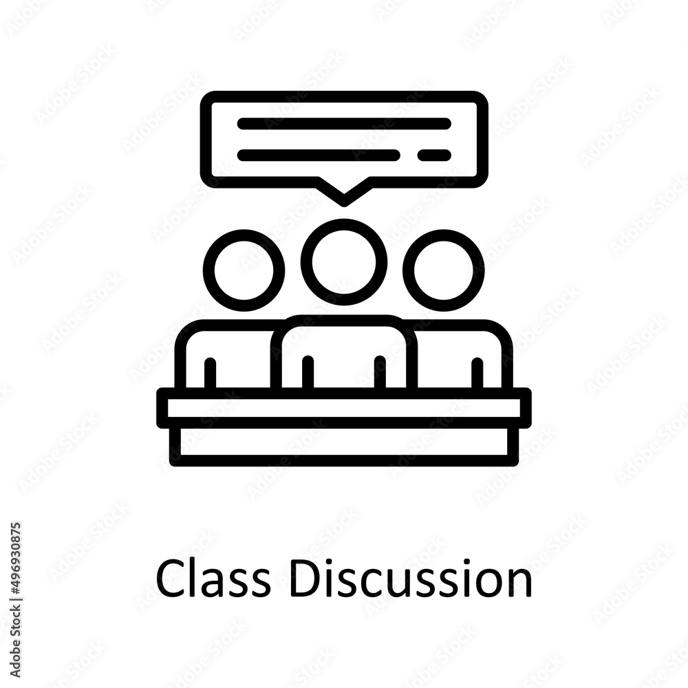 Poster class discussion vector outline icon design illustration. educational technology symbol on white bac