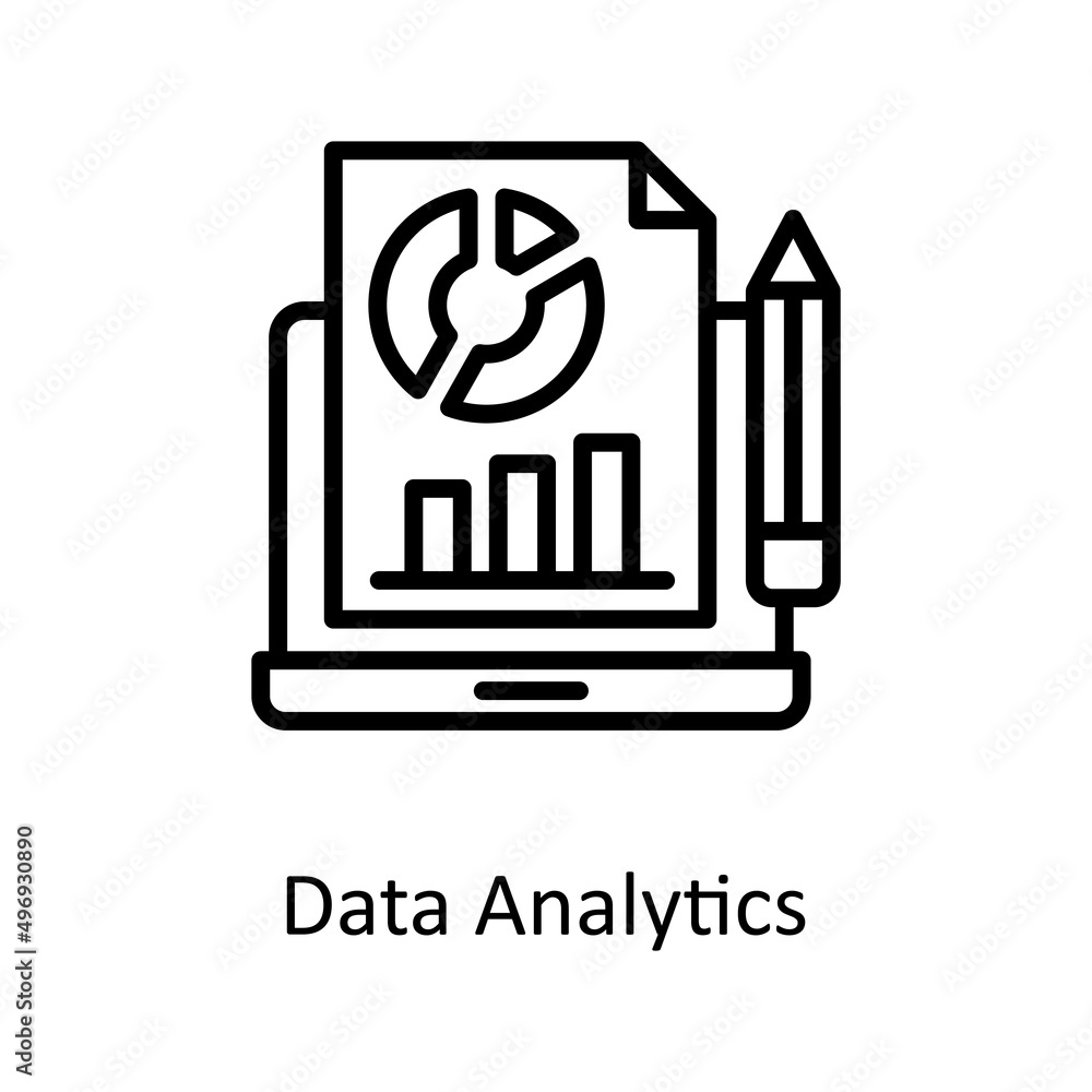 Poster data analytics vector outline icon design illustration. educational technology symbol on white backg