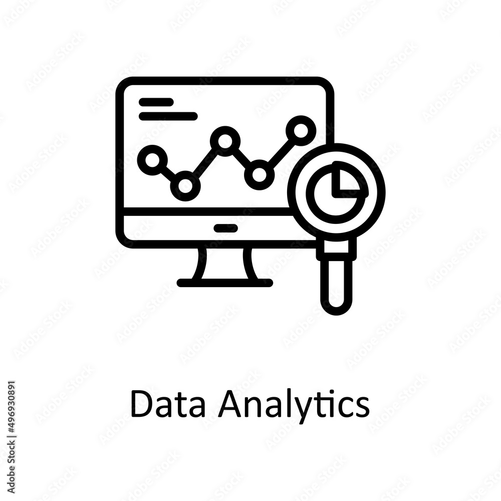 Poster data analytics vector outline icon design illustration. educational technology symbol on white backg