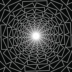 Abstract wireframe tunnel. The white cards, lines on the black background. Vector illustration.