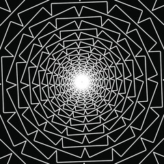 Abstract wireframe tunnel. The white cards, lines on the black background. Vector illustration.