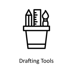 Drafting Tools vector Outline Icon Design illustration. Educational Technology Symbol on White background EPS 10 File