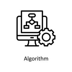 Algorithm vector Outline Icon Design illustration. Educational Technology Symbol on White background EPS 10 File