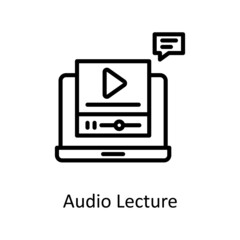 Audio Lecture vector Outline Icon Design illustration. Educational Technology Symbol on White background EPS 10 File
