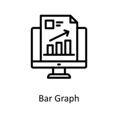 Bar Graph vector Outline Icon Design illustration. Educational Technology Symbol on White background EPS 10 File