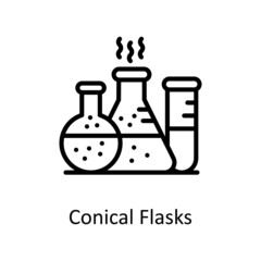 Conical Flask vector Outline Icon Design illustration. Educational Technology Symbol on White background EPS 10 File