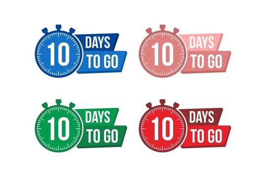 10 Day to go. Countdown timer. Clock icon. Time icon. Count time sale. Vector stock illustration.