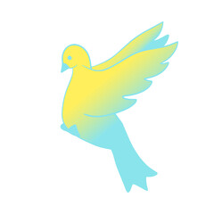 A hand-drawn dove of peace in Ukrainian flag colors