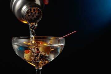 Martini with green olives.