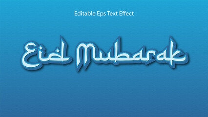 Mindblowing Eid Mubarak text effect in blue 
