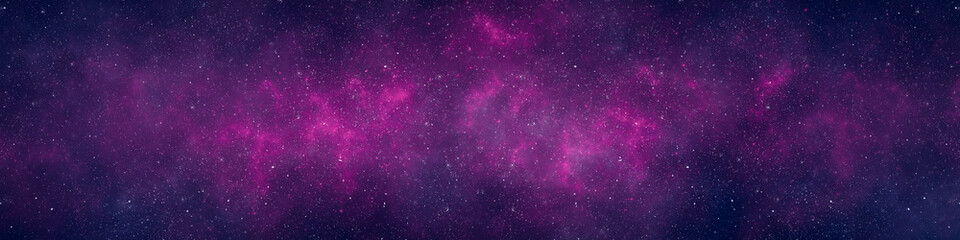 Nebula and stars in night sky web banner. Space background. - 496932682