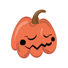 Halloween pumpkin in cartoon style isolated on white background