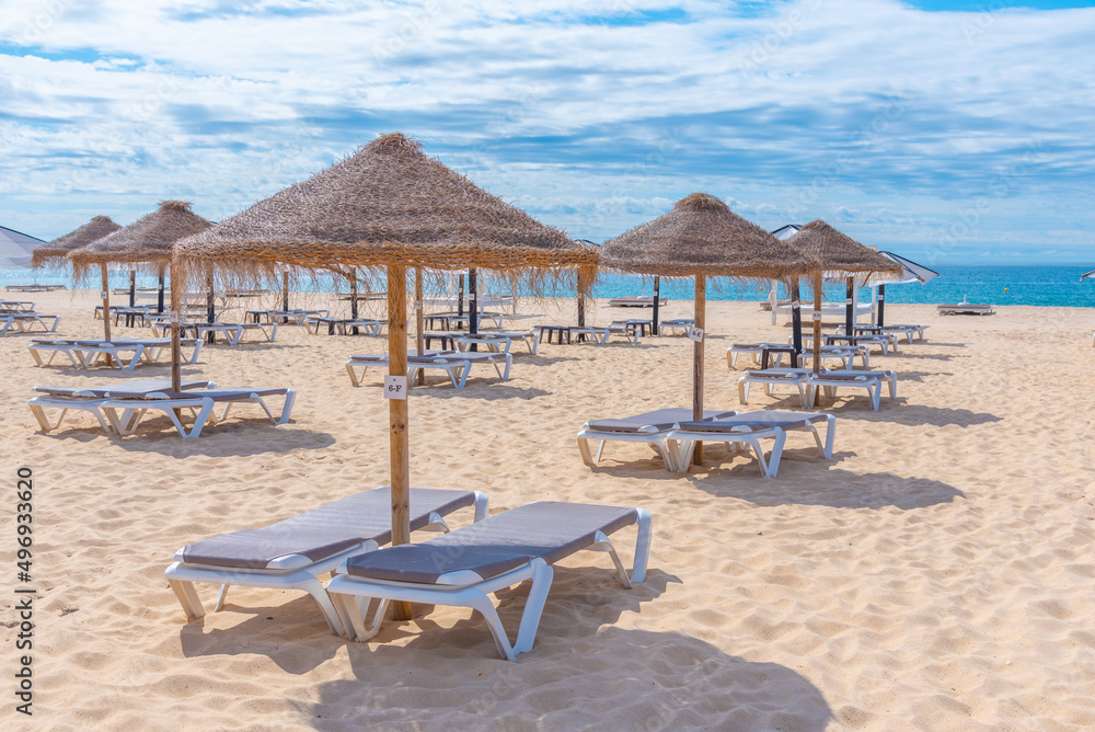 Canvas Prints sunbeds at ilha de tavira in portugal