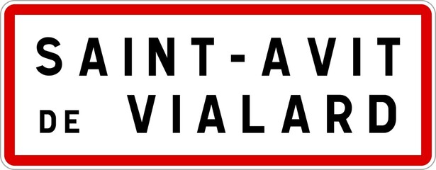 Panneau entrée ville agglomération Saint-Avit-de-Vialard / Town entrance sign Saint-Avit-de-Vialard