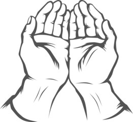 vector drawing of a hand with a praying position.

