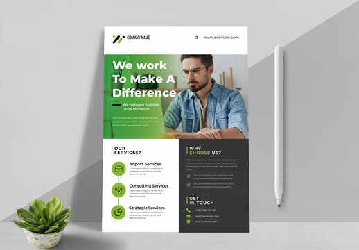 Business Flyer Layout with Green Gradient Accents