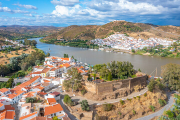 Spanish town Sanlucar de Guadiana viewed from Portuguese town Alcoutim