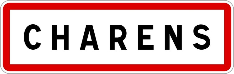 Panneau entrée ville agglomération Charens / Town entrance sign Charens