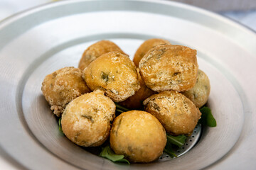 tasty fried meatballs with seaweed